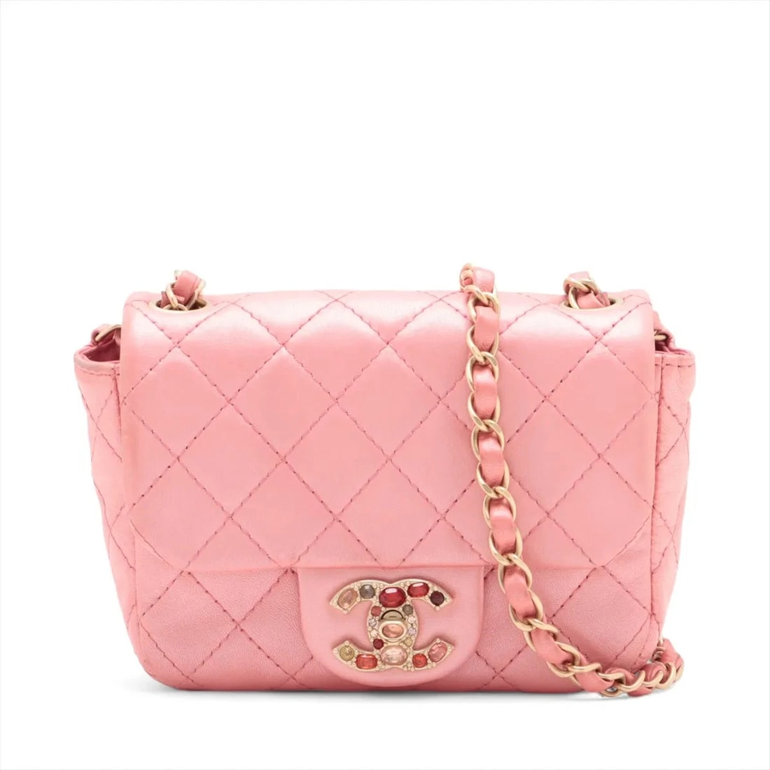 CHANEL MINIMATRASSE 17 LAMBSKIN SINGLE FLAP SINGLE CHAIN BAG: Chanel Minimatrasse 17 Lambskin Single Flap Single Chain Bag Brand: Chanel Type/Style: Shoulder bag Material: Lambskin Color: Pink Size: Height:4.9inchLength:6.3inchDepth:2.2inch Accessories: None