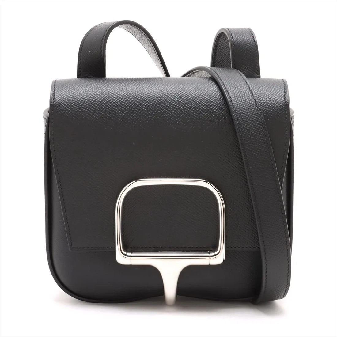 HERMES DELLA CAVALLERIA VEAU EPSOM BLACK SILVER: Hermes Della Cavalleria Veau Epsom Black Silver Brand: Hermes Type/Style: Shoulder bag Material: Veau Epsom Color: Black Size: Height:6.3inchLength:6.5inchDepth:2.8inch Accessories: None A