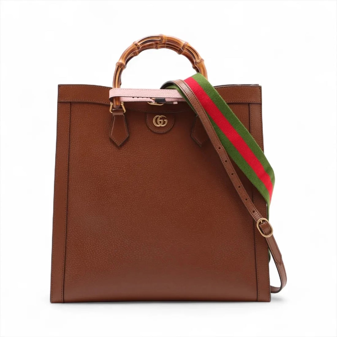 GUCCI BAMBOO LEATHER 2 WAY HANDBAG BROWN (1 of 7)