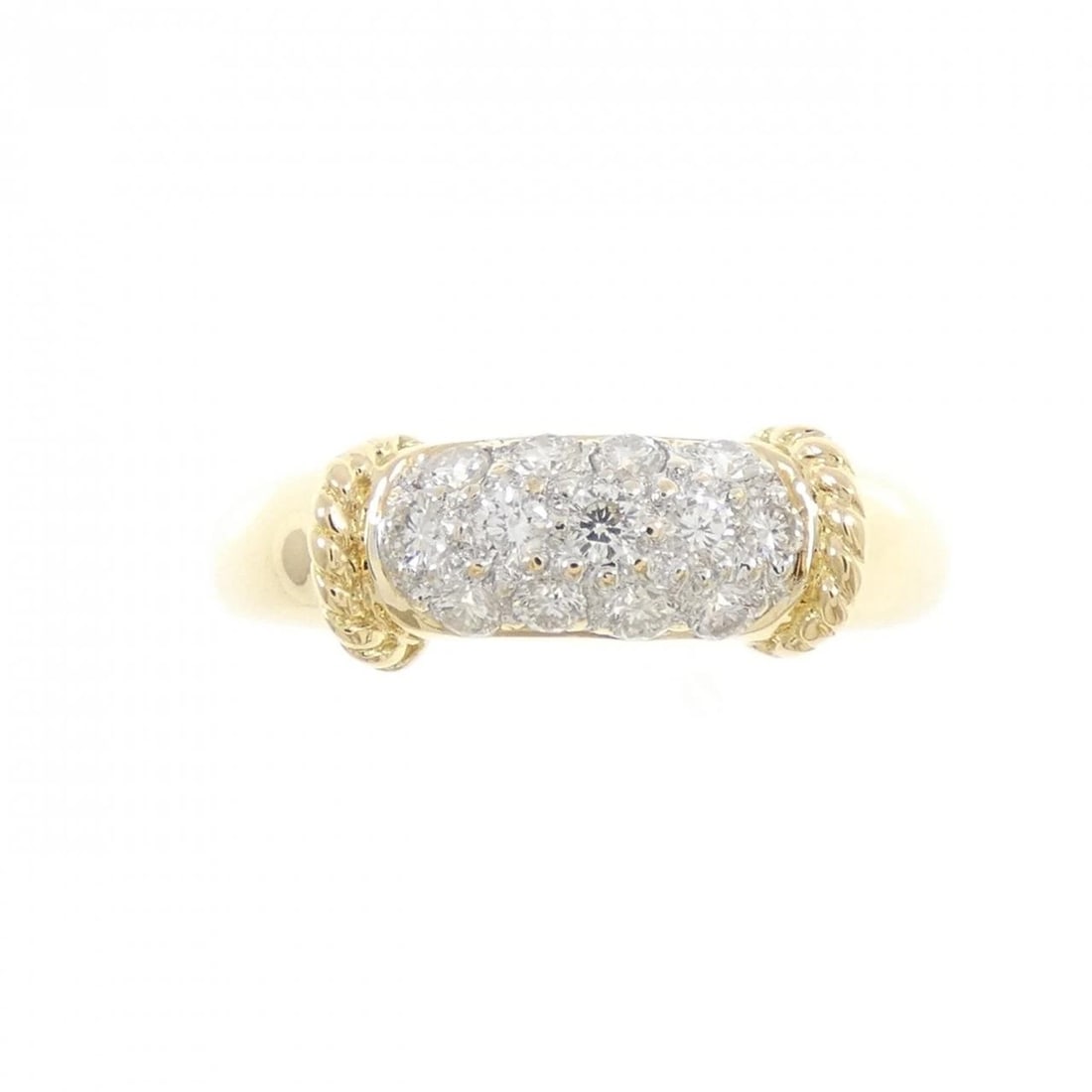K18YG/K18WG PAVE DIAMOND RING: K18YG/K18WG Pave Diamond Ring Brand: Unbranded Type/Style: Diamond Ring Material: 18K Yellow Gold18k White Gold, Main Stone/Creation Natural Color: Yellow Gold White Gold Size: US 5 Accessories: N
