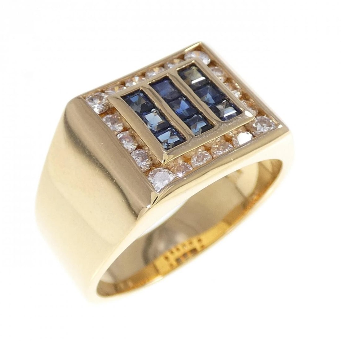 K18YG SAPPHIRE RING: K18YG Sapphire Ring Brand: Unbranded Type/Style: Sapphire Ring Material: K18YG, Main Stone/Creation Sapphire Secondary Stone Diamond Color: Yellow Gold Size: US 9.75 Accessories: None Accessories
