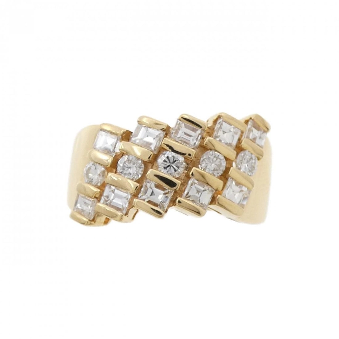 K18YG DIAMOND RING: K18YG Diamond Ring Brand: Unbranded Type/Style: Diamond Ring Material: K18YG, Main Stone/Creation Natural Color: Yellow gold Size: US 6 1/4 Accessories: None Accessories Notice: When purchasing