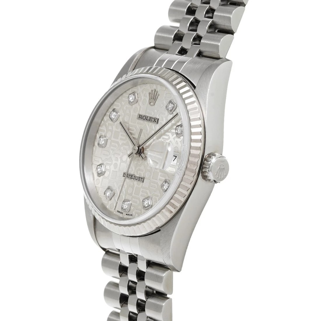 ROLEX SILVER COMPUTER/DIAMOND WATCH - 2