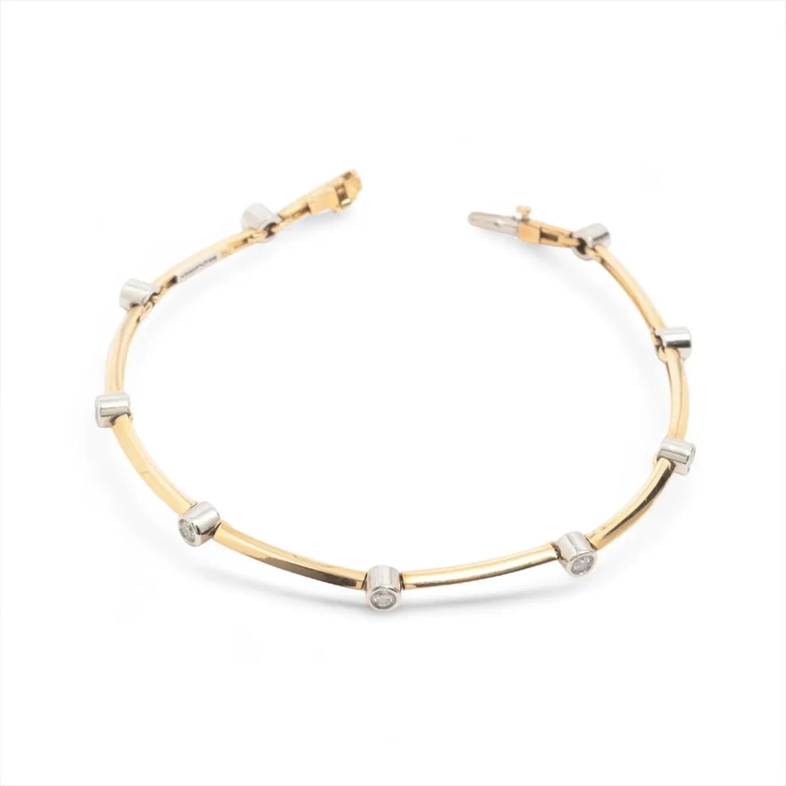 TIFFANY DIAMOND BRACELET 750(YG)?PT950: Tiffany diamond Bracelet 750(YG)?Pt950 Brand: Tiffany Type/Style: Bracelet Material: 750(YG) ? Pt950, Main Stone/Creation Natural Color: Yellow gold Size: (CM) Bracelet length:18 (Inch) Bracelet