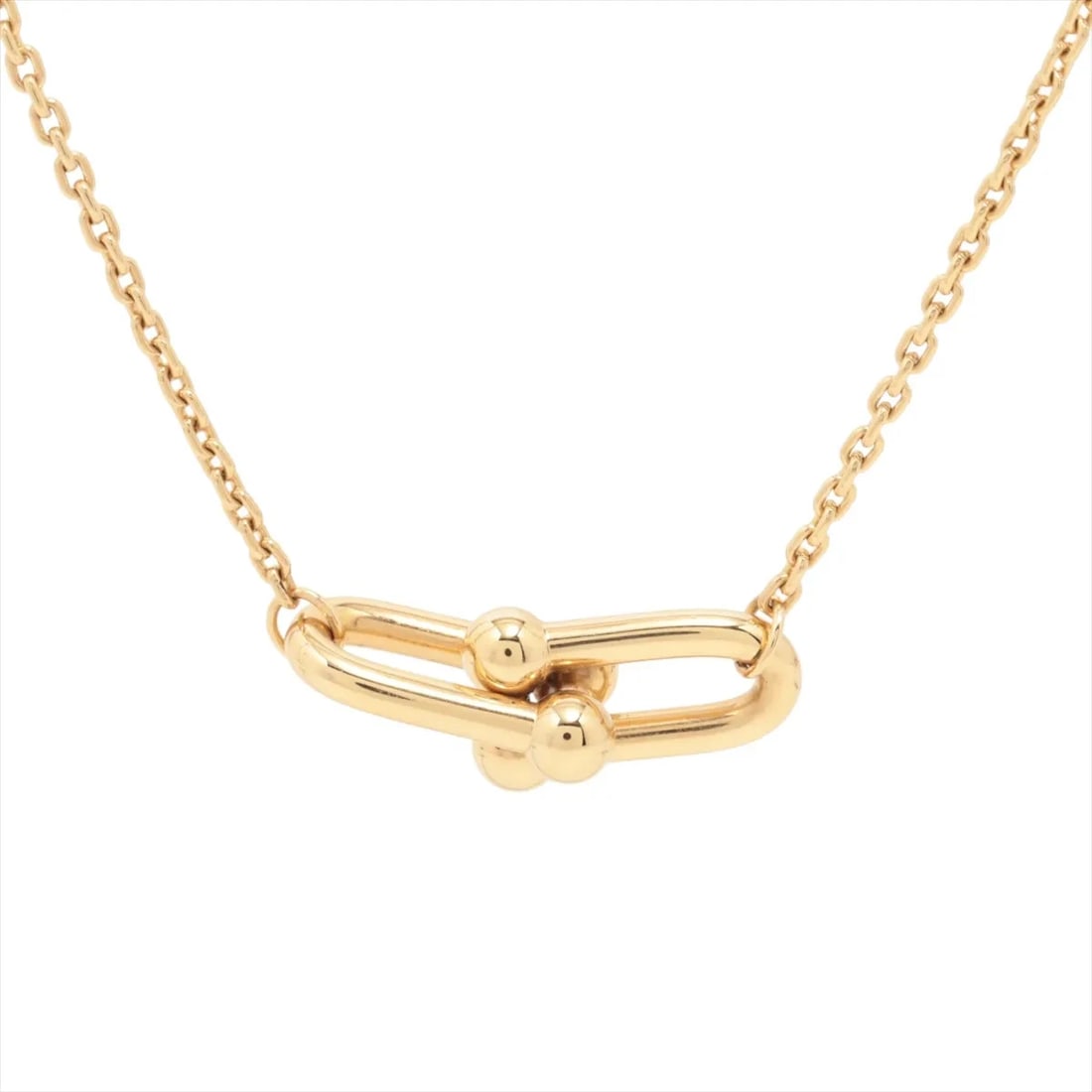 TIFFANY HARDWARE DOUBLE LINK NECKLACE 750(YG): Tiffany Hardware double link Necklace 750(YG) Brand: Tiffany Type/Style: Necklace Material: 750(YG), Color: YG Size: Chain length:46 (Inch) Chain Length:18.1inch Accessories: None Accessories Notice: