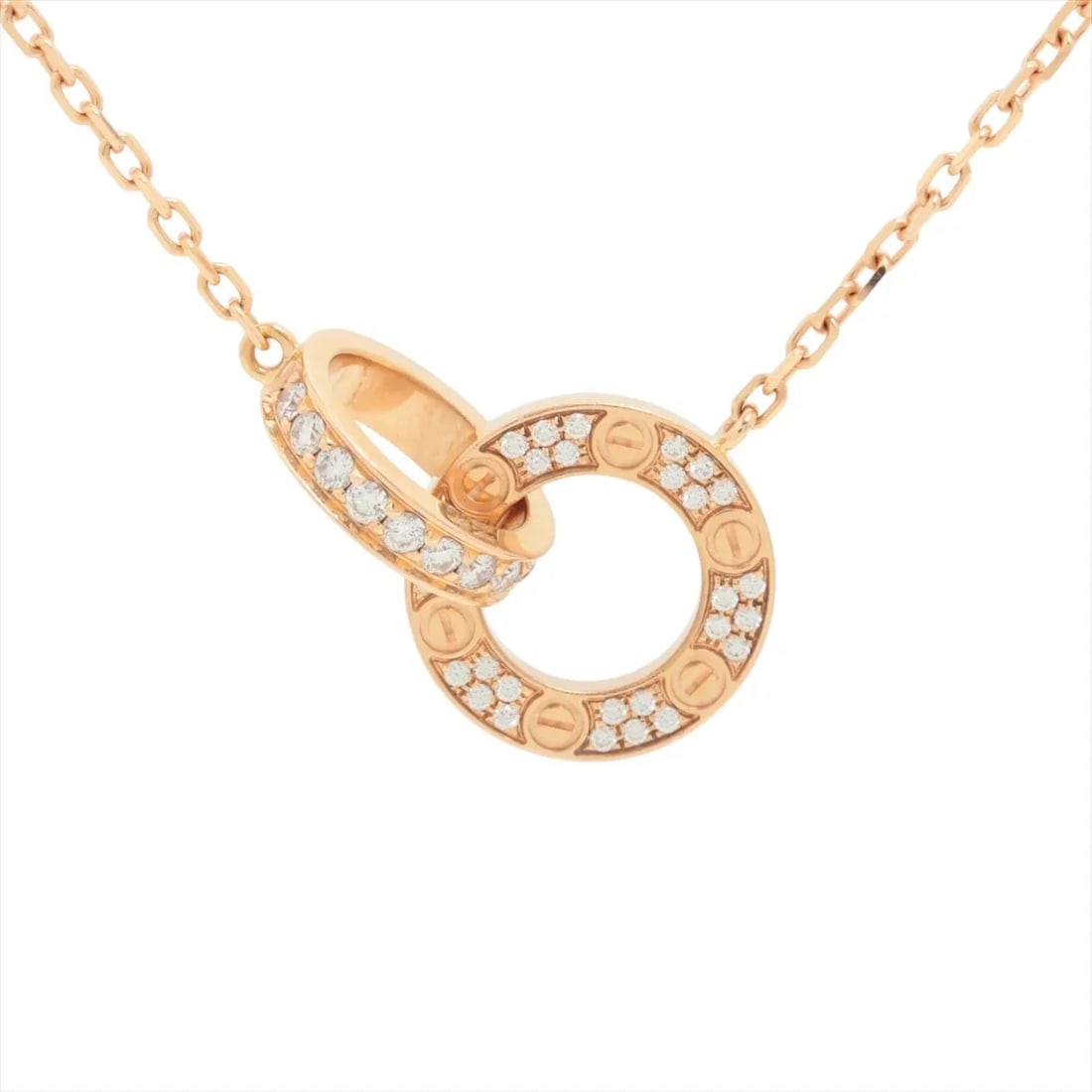 CARTIER LOVE OVAL SHAPE DIAMOND NECKLACE 750(PG): Cartier Love Oval shape diamond Necklace 750(PG) Brand: Cartier Type/Style: Necklace Material: 750(PG), Color: PG Size: (CM) Chain length:41.3 (Inch) Chain Length:16.3inch Accessories: None