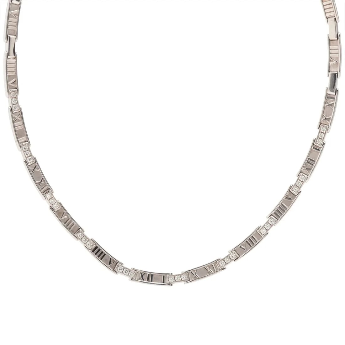 TIFFANY ATLAS DIAMOND NECKLACE 750(WG): Tiffany Atlas diamond Necklace 750(WG) Brand: Tiffany Type/Style: Necklace Material: 750(WG), Color: WG Size: (CM) Chain length:42 (Inch) Chain Length:16.5inch Accessories: None Accessories Notice: