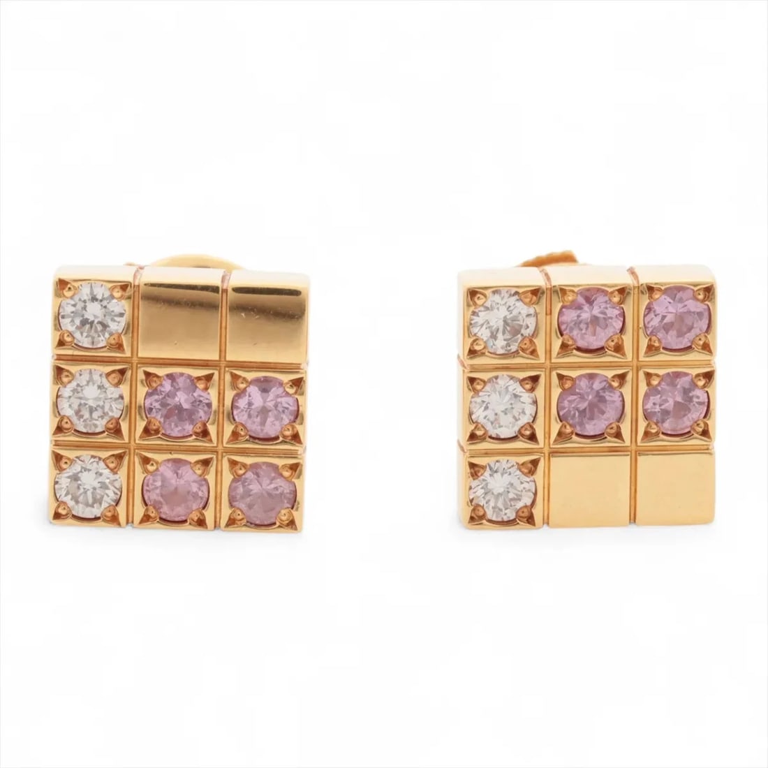 CARTIER PAILLETTES PINK SAPPHIRE DIAMOND PIERCING JEWELRY 750(YG) (1 of 3)