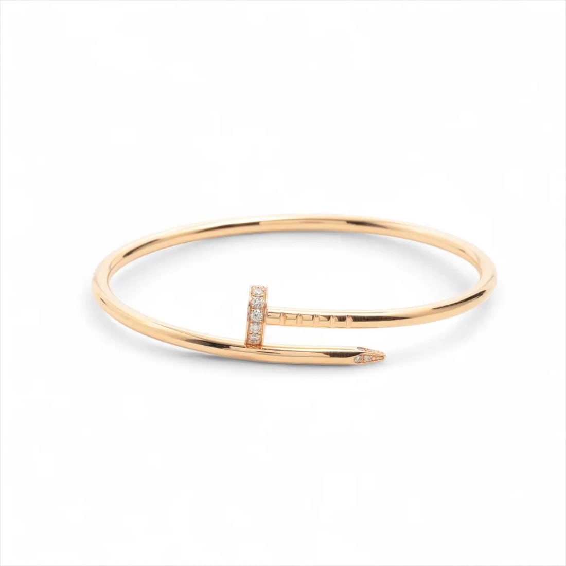 CARTIER JUSTE UN CLOU SM DIAMOND BRACELET 750(PG): Cartier Juste un Clou SM diamond Bracelet 750(PG) Brand: Cartier Type/Style: Bracelet Material: 750(PG), Main Stone/Creation Natural Color: PG Size: (CM) Bracelet length:13.7 (Inch) Bracelet Length:5.