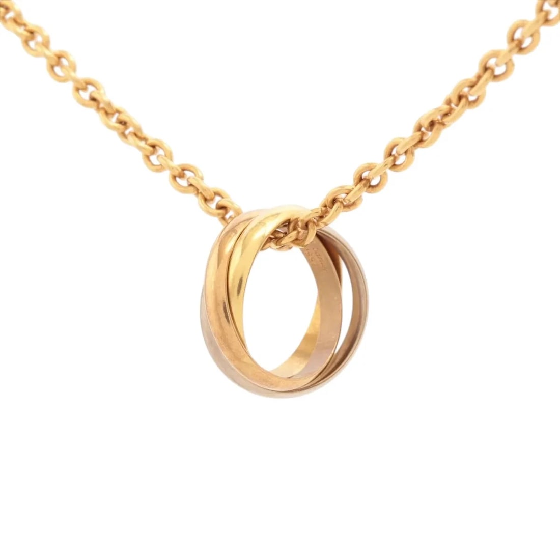 CARTIER BABY TRINITY NECKLACE 750(YG?PG?WG): Cartier Baby Trinity Necklace 750(YG?PG?WG) Brand: Cartier Type/Style: Necklace Material: 750(YG PG WG), Color: YG PG WG Size: (CM) Chain length:42.4 (Inch) Chain Length:16.7inch Accessories: None