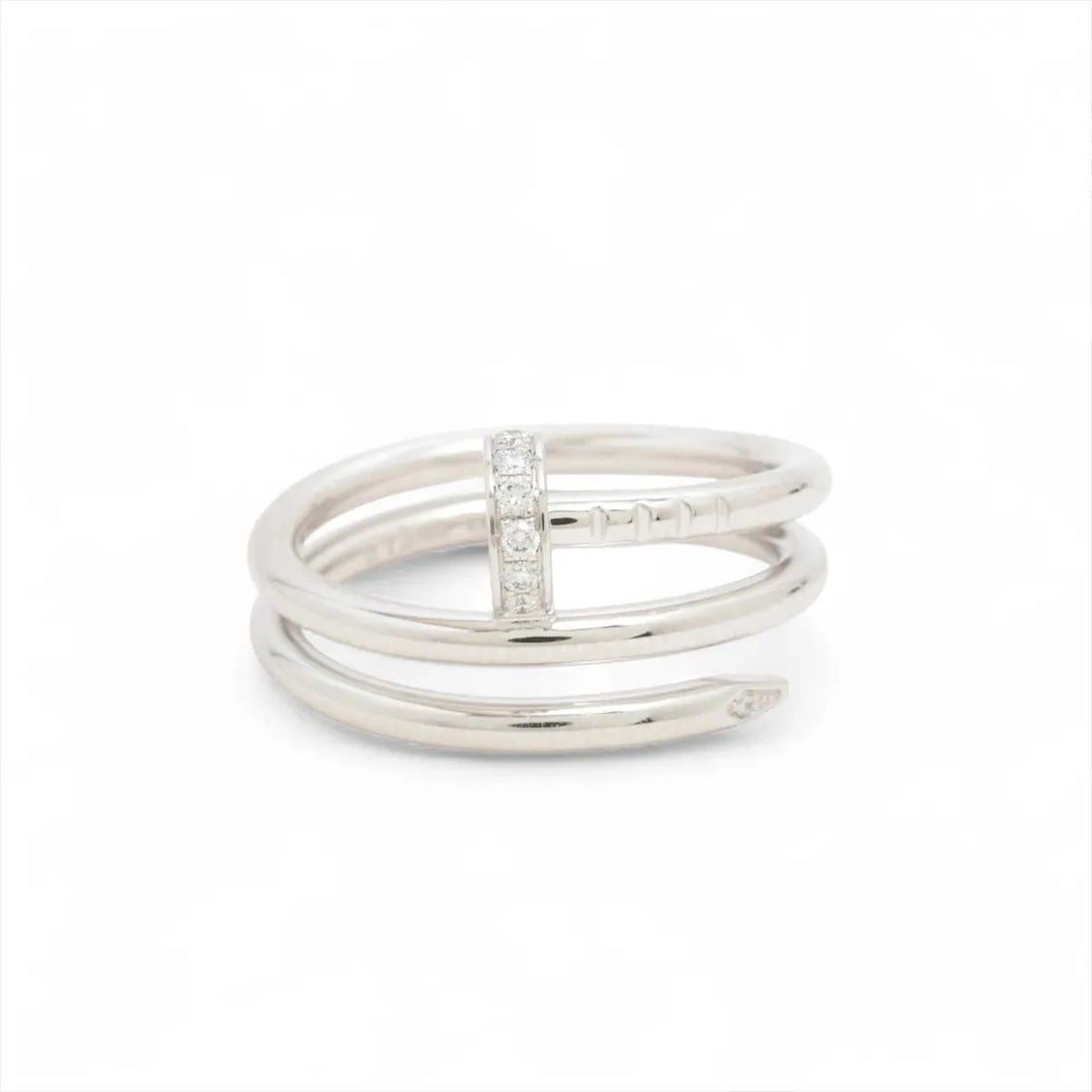 CARTIER JUSTE UN CLOU DIAMOND RING 750(WG): Cartier Juste un Clou diamond Ring 750(WG) Brand: Cartier Type/Style: Ring Material: 750(WG), Main Stone/Creation Natural Color: WG Size: 4.25 US Accessories: None Accessories Notice: When purchasing