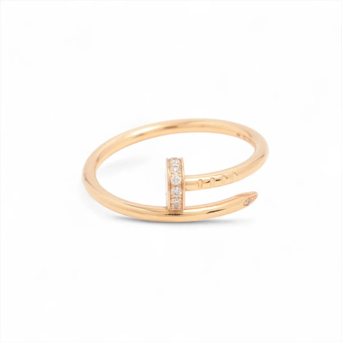 CARTIER JUSTE UN CLOU SM DIAMOND RING 750(PG): Cartier Juste un Clou SM diamond Ring 750(PG) Brand: Cartier Type/Style: Ring Material: 750(PG), Main Stone/Creation Natural Color: PG Size: 7 - 7.25 US Accessories: None Accessories Notice: When