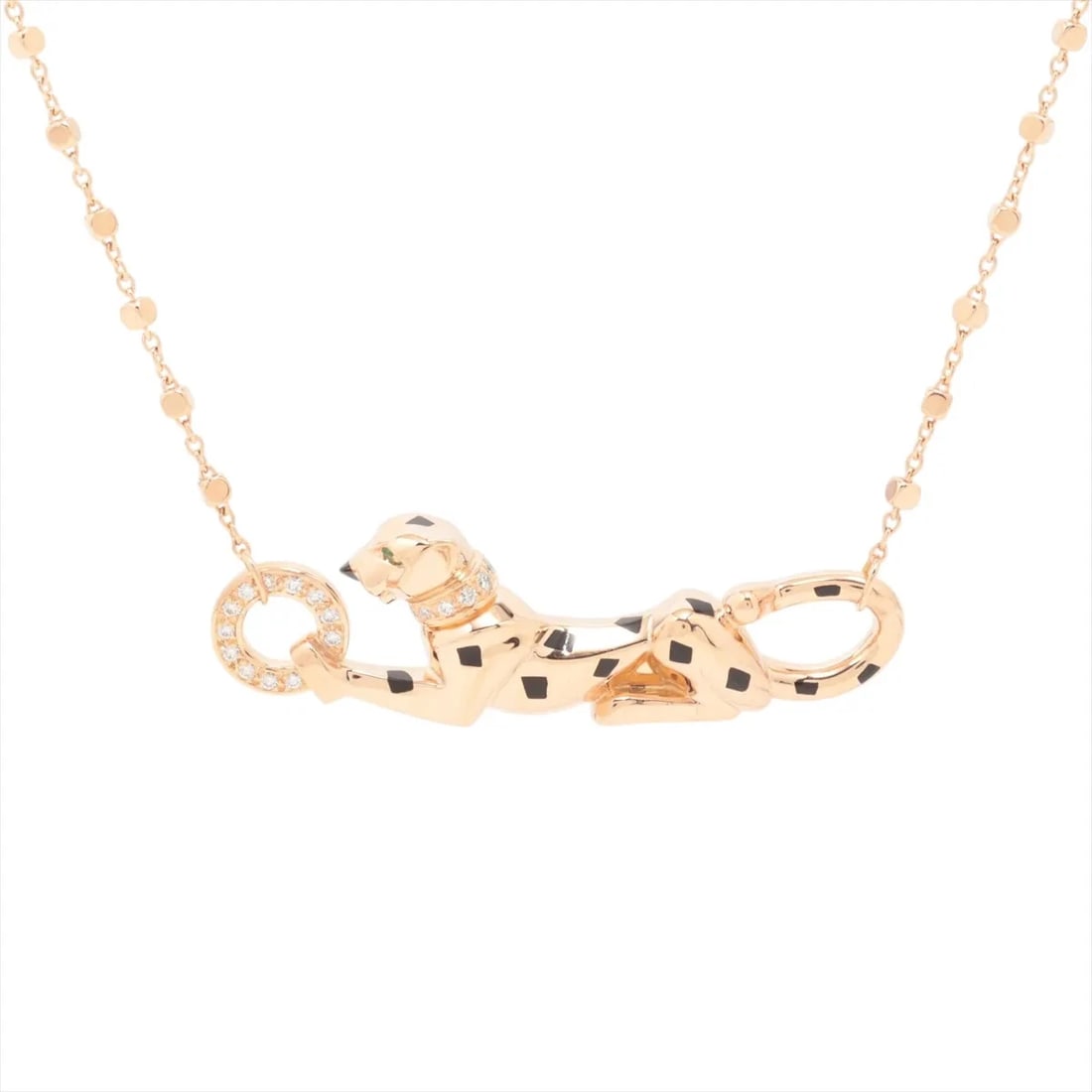 CARTIER PANTHERE DOO CARTIER TSAVORITE ONYX DIAMOND BLACK LACQUER NECKLACE: Cartier Panthere Doo Cartier Tsavorite Onyx diamond black lacquer Necklace Brand: Cartier Type/Style: Necklace Material: 750(PG), Color: PG Size: (CM) Chain length:42.5 (Inch) Chain Length:16.7inch