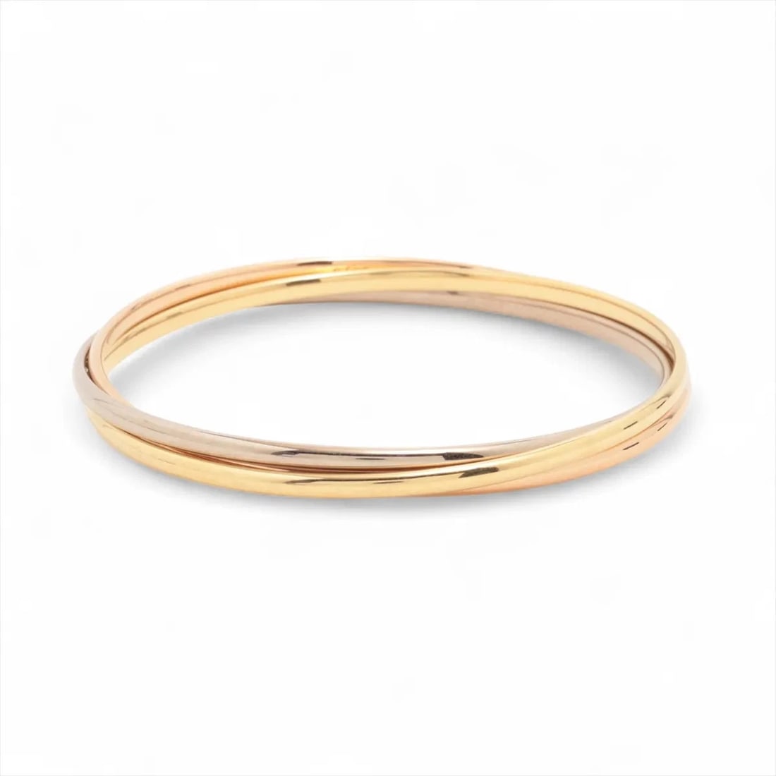CARTIER TRINITY BRACELET 750(YG?PG?WG): Cartier Trinity Bracelet 750(YG?PG?WG) Brand: Cartier Type/Style: Bracelet Material: 750(YG PG WG), Color: YG PG WG Size: (CM) Bracelet length:19.2 (Inch) Bracelet Length:7.6inch Accessories: None