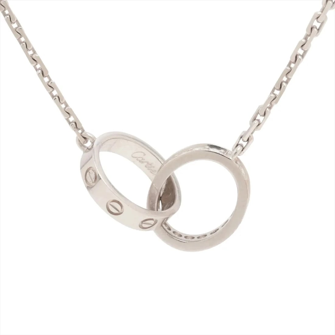 CARTIER BABY LOVE DIAMOND NECKLACE 750(WG): Cartier Baby Love diamond Necklace 750(WG) Brand: Cartier Type/Style: Necklace Material: 750(WG), Main Stone/Creation Natural Color: WG Size: (CM) Chain length:43.9 (Inch) Chain Length:17.3inch Ac