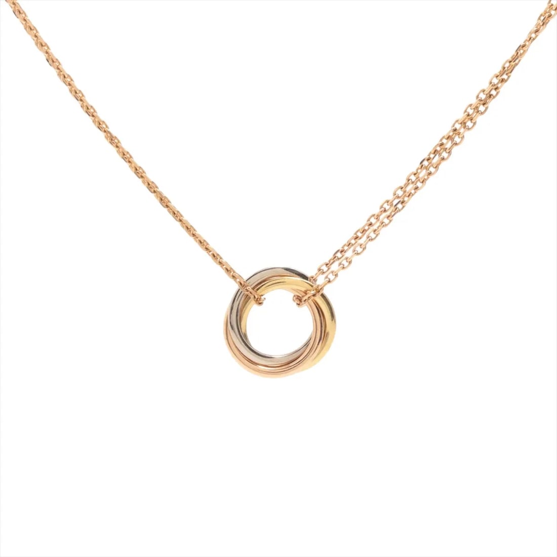 CARTIER SWEET TRINITY NECKLACE 750(YG?PG?WG): Cartier Sweet Trinity Necklace 750(YG?PG?WG) Brand: Cartier Type/Style: Necklace Material: 750(YG PG WG), Color: YG PG WG Size: (CM) Chain length:41.8 (Inch) Chain Length:16.5inch Accessories: Non