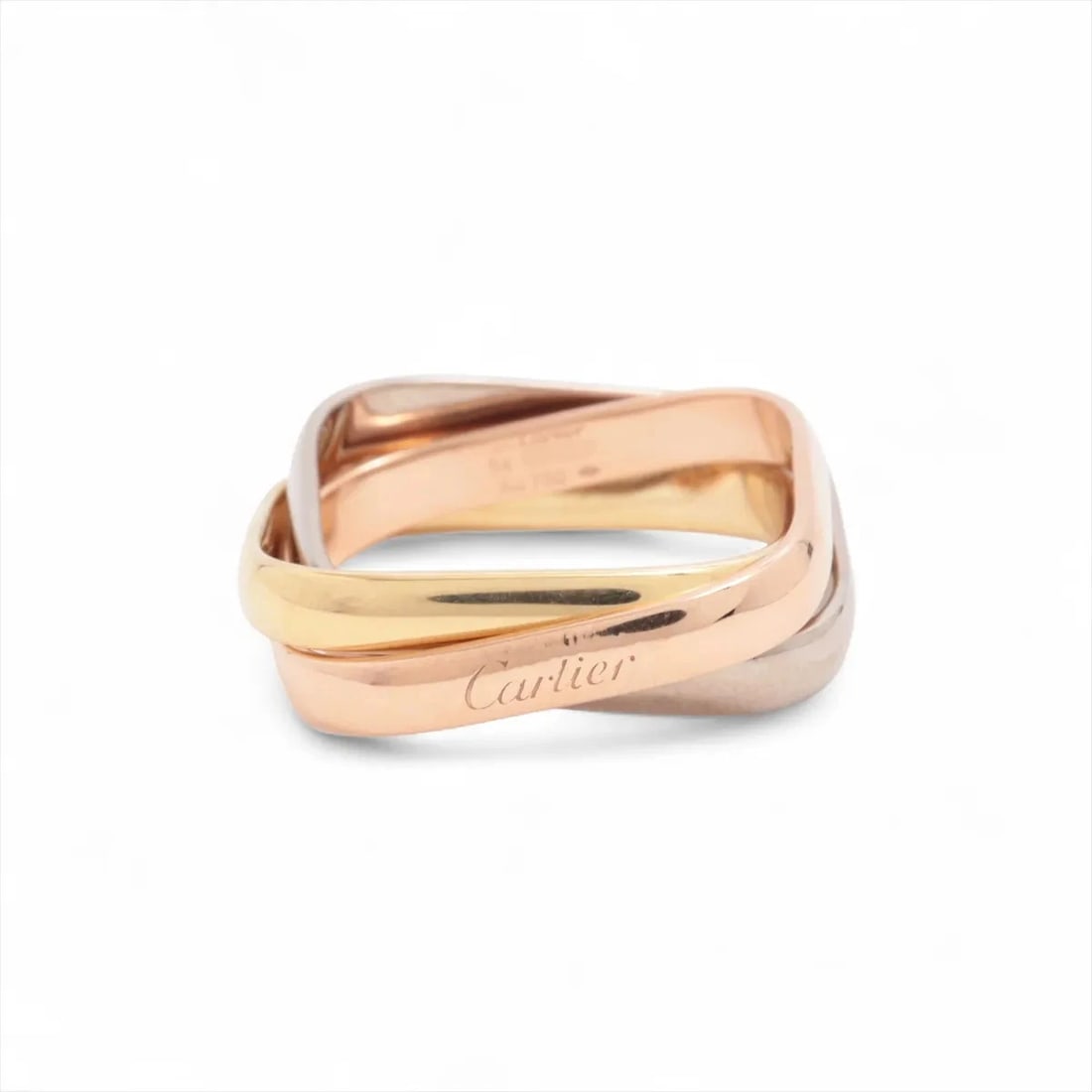 CARTIER TRINITY CUSHION RING 750(YG?PG?WG): Cartier Trinity Cushion Ring 750(YG?PG?WG) Brand: Cartier Type/Style: Ring Material: 750(YG PG WG), Color: YG PG WG Size: 5.75 - 6 US Accessories: None Accessories Notice: When purchasing