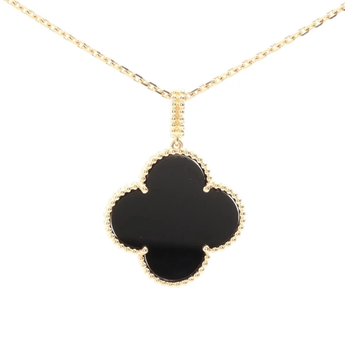 VAN CLEEF & ARPELS MAGIC ALHAMBRA LONG ONYX NECKLACE 750(YG): Van Cleef & Arpels Magic Alhambra Long Onyx Necklace 750(YG) Brand: Van Cleef & Arpels Type/Style: Necklace Material: 750(YG), Main Stone/Creation Onyx Color: YG Size: (CM) Chain length:90.3 (Inch) Ch