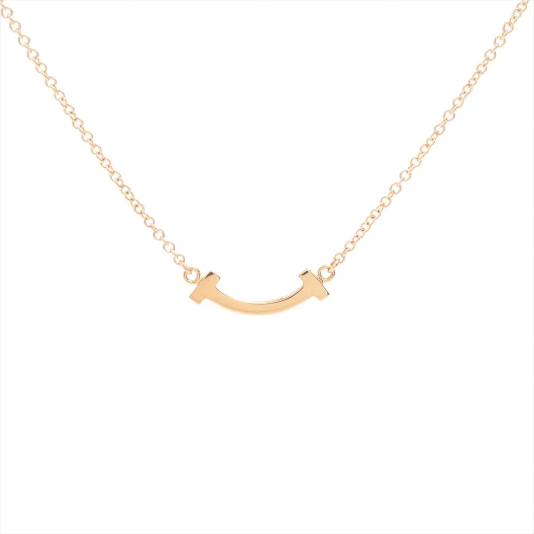 TIFFANY T SMILE MINI NECKLACE 750(PG): Tiffany T Smile Mini Necklace 750(PG) Brand: Tiffany Type/Style: Necklace Material: 750(PG), Color: PG Size: (CM) Chain length:46 Accessories: None Accessories Notice: When purchasing pre-
