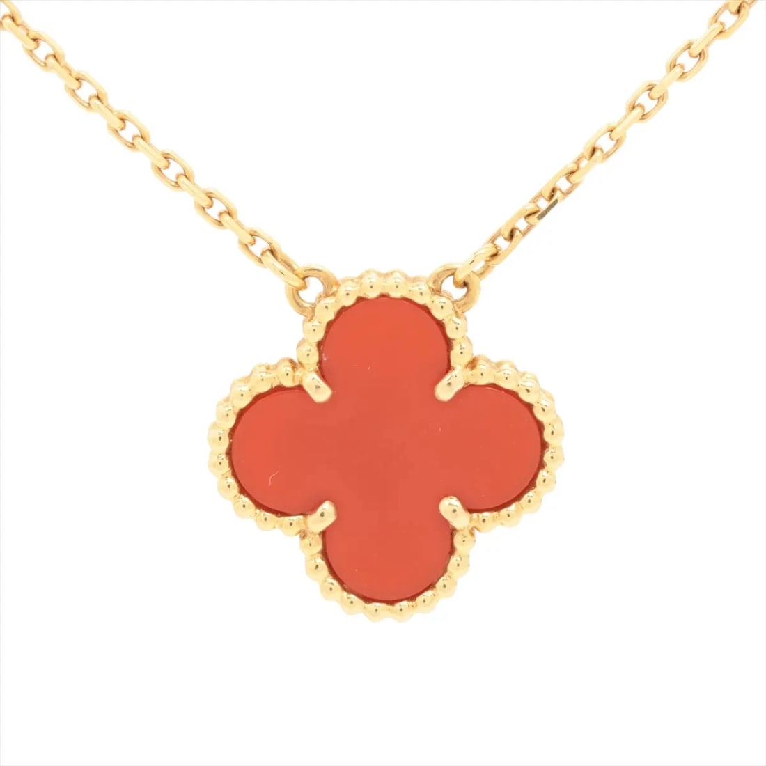 VAN CLEEF & ARPELS ALHAMBRA CARNELIAN NECKLACE 750(YG): Van Cleef & Arpels Alhambra Carnelian Necklace 750(YG) Brand: Van Cleef & Arpels Type/Style: Necklace Material: 750(YG), Color: YG Size: (CM) Chain length:42.3 Accessories: None Accessorie
