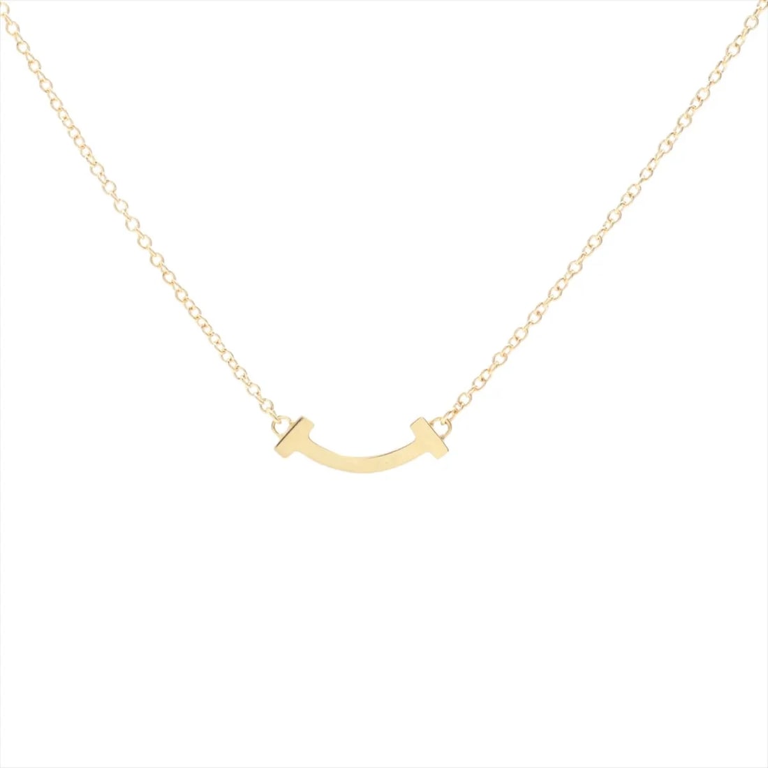TIFFANY T SMILE MINI NECKLACE 750(YG): Tiffany T Smile Mini Necklace 750(YG) Brand: Tiffany Type/Style: Necklace Material: 750(YG), Color: YG Size: (CM) Chain length:45.1 Accessories: None Accessories Notice: When purchasing pr