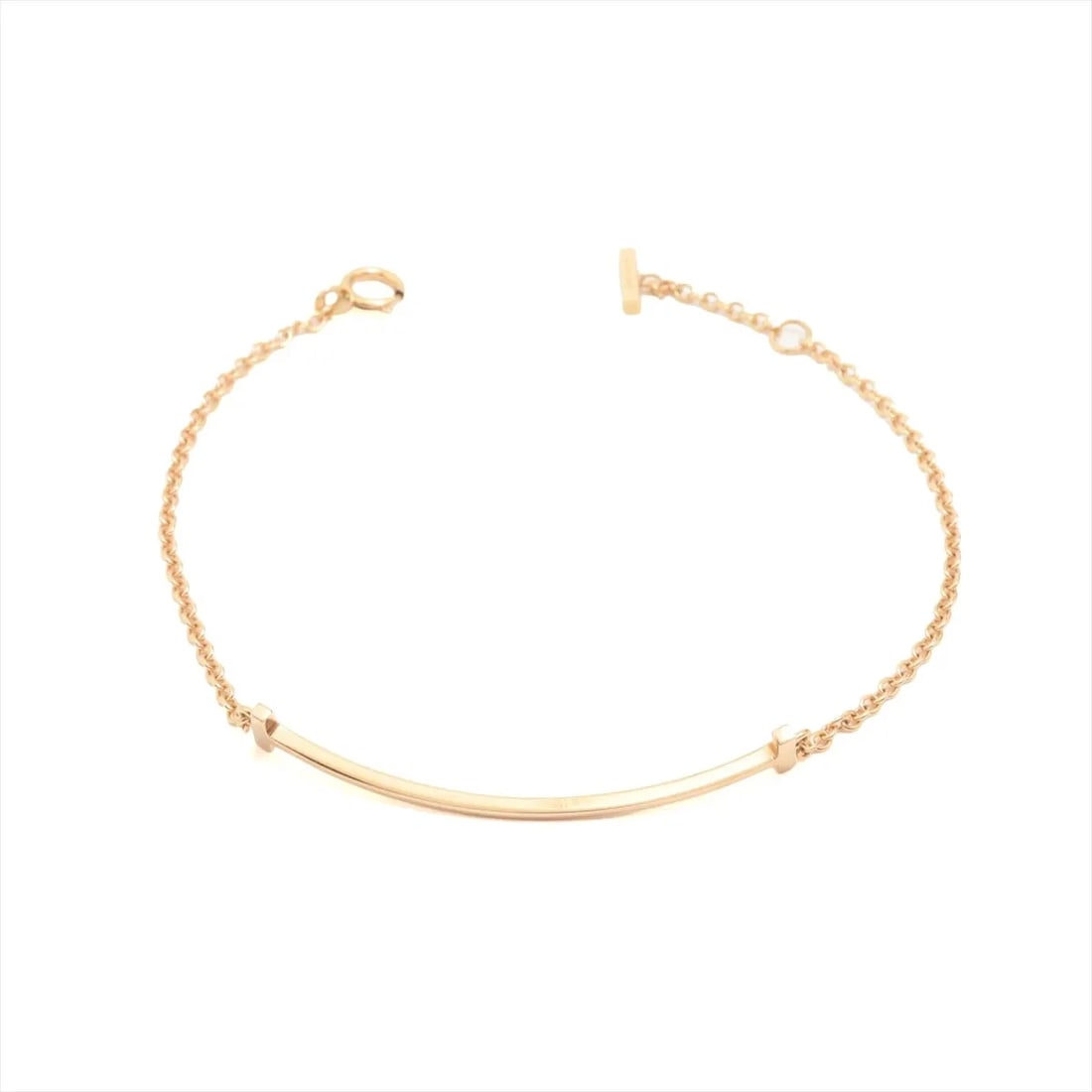 TIFFANY T SMILE BRACELET 750(PG): Tiffany T Smile Bracelet 750(PG) Brand: Tiffany Type/Style: Bracelet Material: 750(PG), Color: PG Size: (CM) Bracelet length:15.2 Accessories: None Accessories Notice: When purchasing pre-