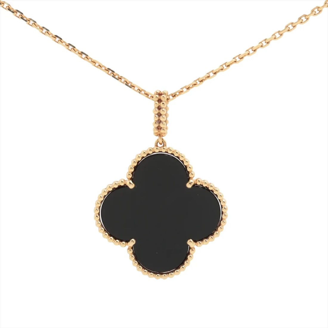 VAN CLEEF & ARPELS MAGIC ALHAMBRA LONG ONYX NECKLACE 750(YG): Van Cleef & Arpels Magic Alhambra Long Onyx Necklace 750(YG) Brand: Van Cleef & Arpels Type/Style: Necklace Material: 750(YG), Main Stone/Creation Onyx Color: YG Size: (CM) Chain length:90.5 Acces