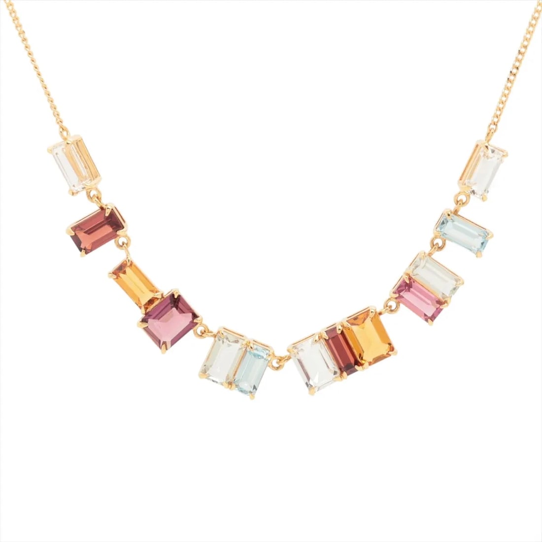 ETE COLORED STONE NECKLACE K18(YG): ete Colored stone Necklace K18(YG) Brand: ete Type/Style: Necklace Material: K18(YG), Color: YG Size: (CM) Chain length:40.6 Accessories: None Accessories Notice: When purchasing pre-owned