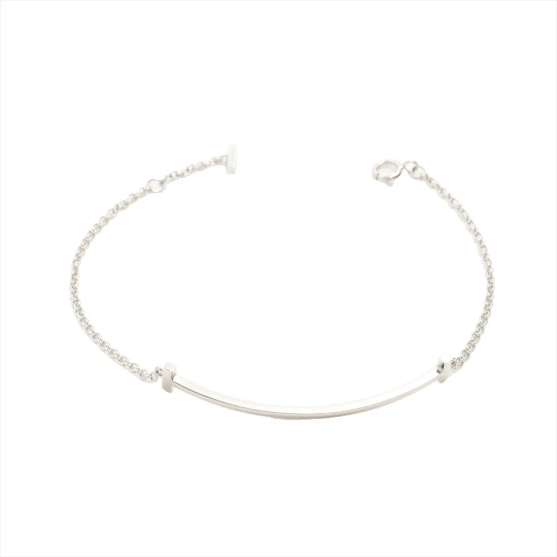TIFFANY T SMILE BRACELET 750(WG): Tiffany T Smile Bracelet 750(WG) Brand: Tiffany Type/Style: Bracelet Material: 750(WG), Color: WG Size: (CM) Bracelet length:18.2 Accessories: None Accessories Notice: When purchasing pre-