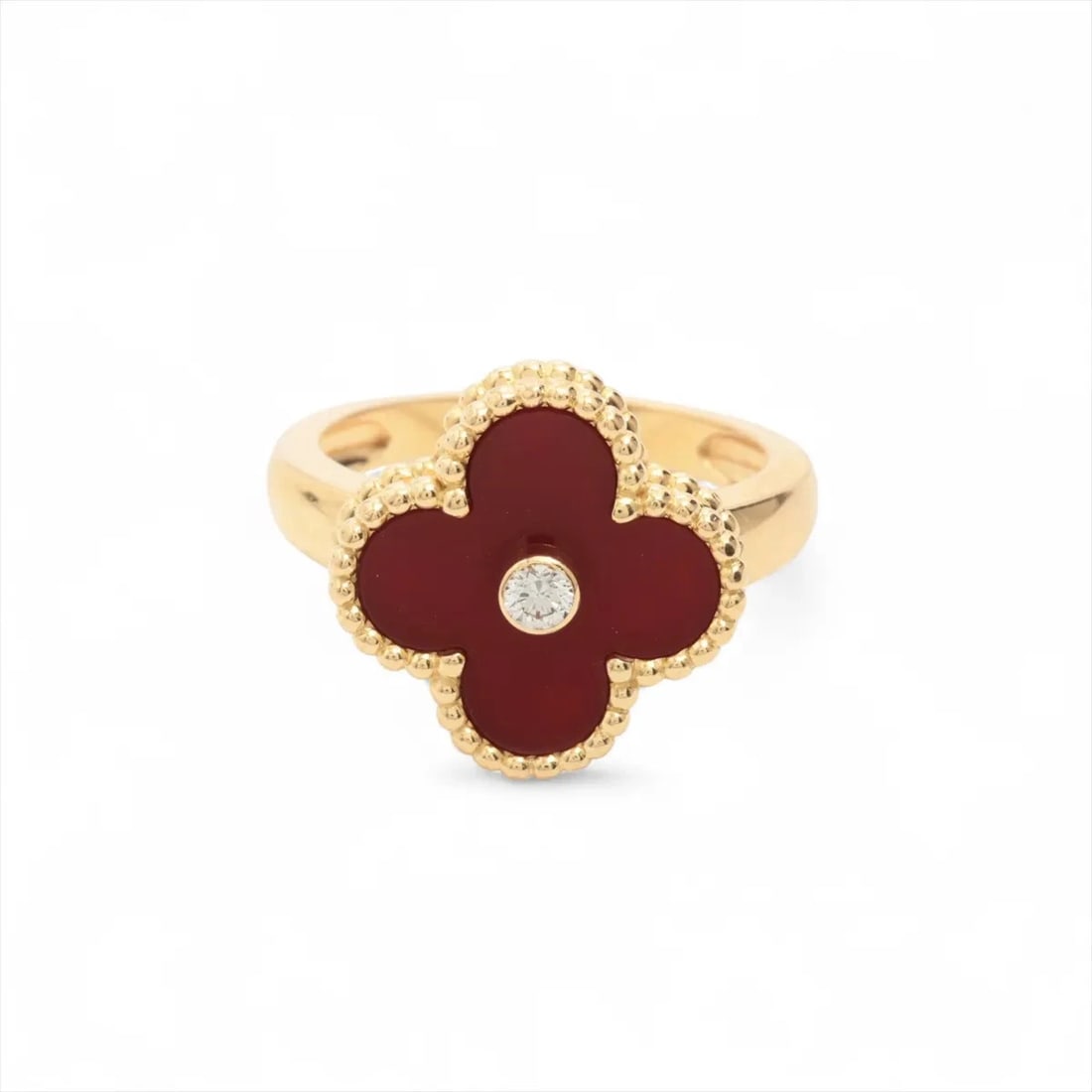 VAN CLEEF & ARPELS ALHAMBRA CARNELIAN DIAMOND RING 750(YG) (1 of 2)