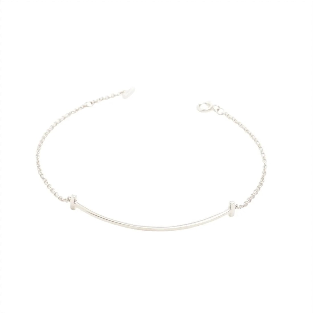 TIFFANY T SMILE BRACELET 750(WG): Tiffany T Smile Bracelet 750(WG) Brand: Tiffany Type/Style: Necklace Material: 750(WG), Color: WG Size: (CM) Chain length:17.6 Accessories: None Accessories Notice: When purchasing pre-own