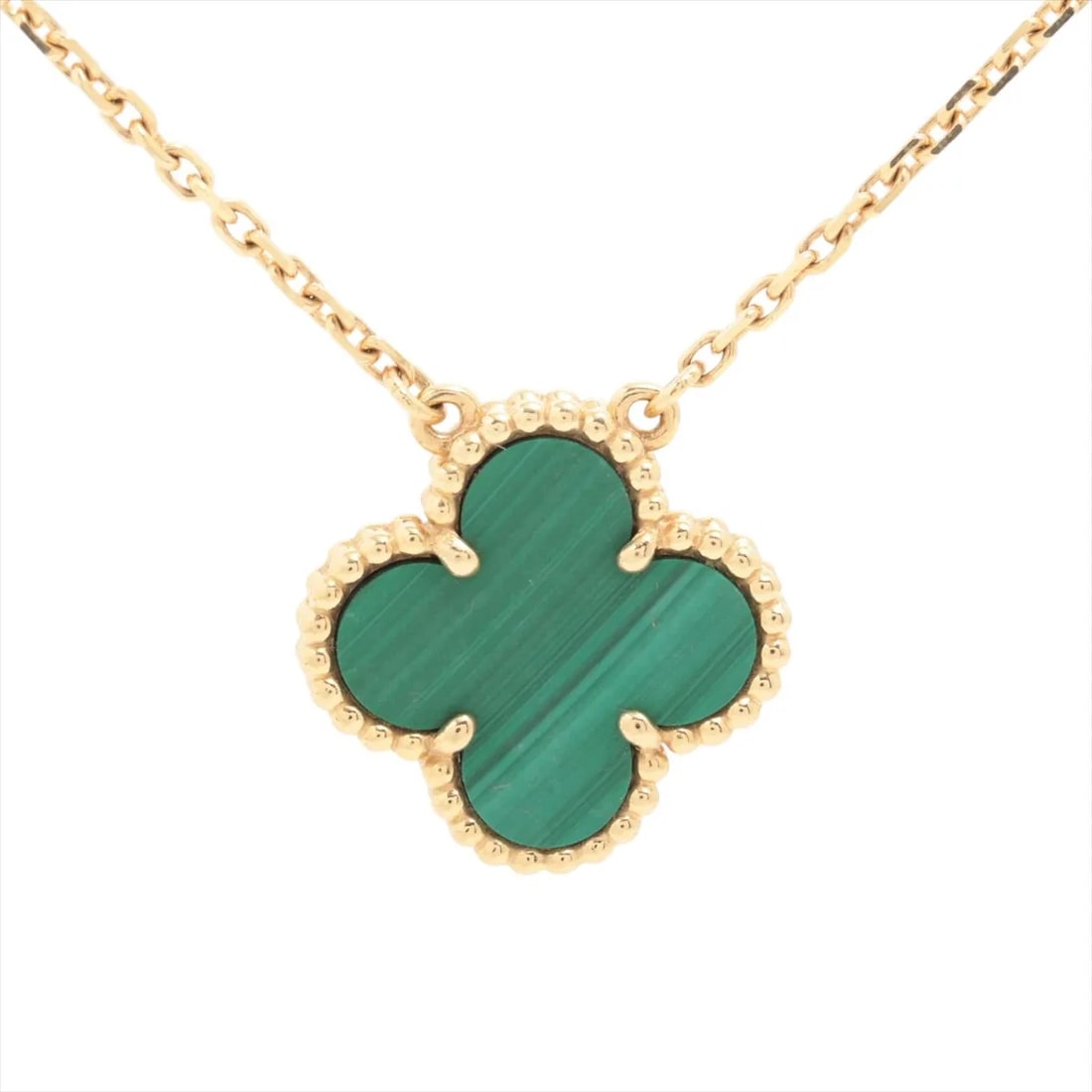VAN CLEEF & ARPELS ALHAMBRA MALACHITE NECKLACE 750(YG): Van Cleef & Arpels Alhambra Malachite Necklace 750(YG) Brand: Van Cleef & Arpels Type/Style: Necklace Material: 750(YG), Color: YG Size: (CM) Chain length:42.1 Accessories: None Accessorie