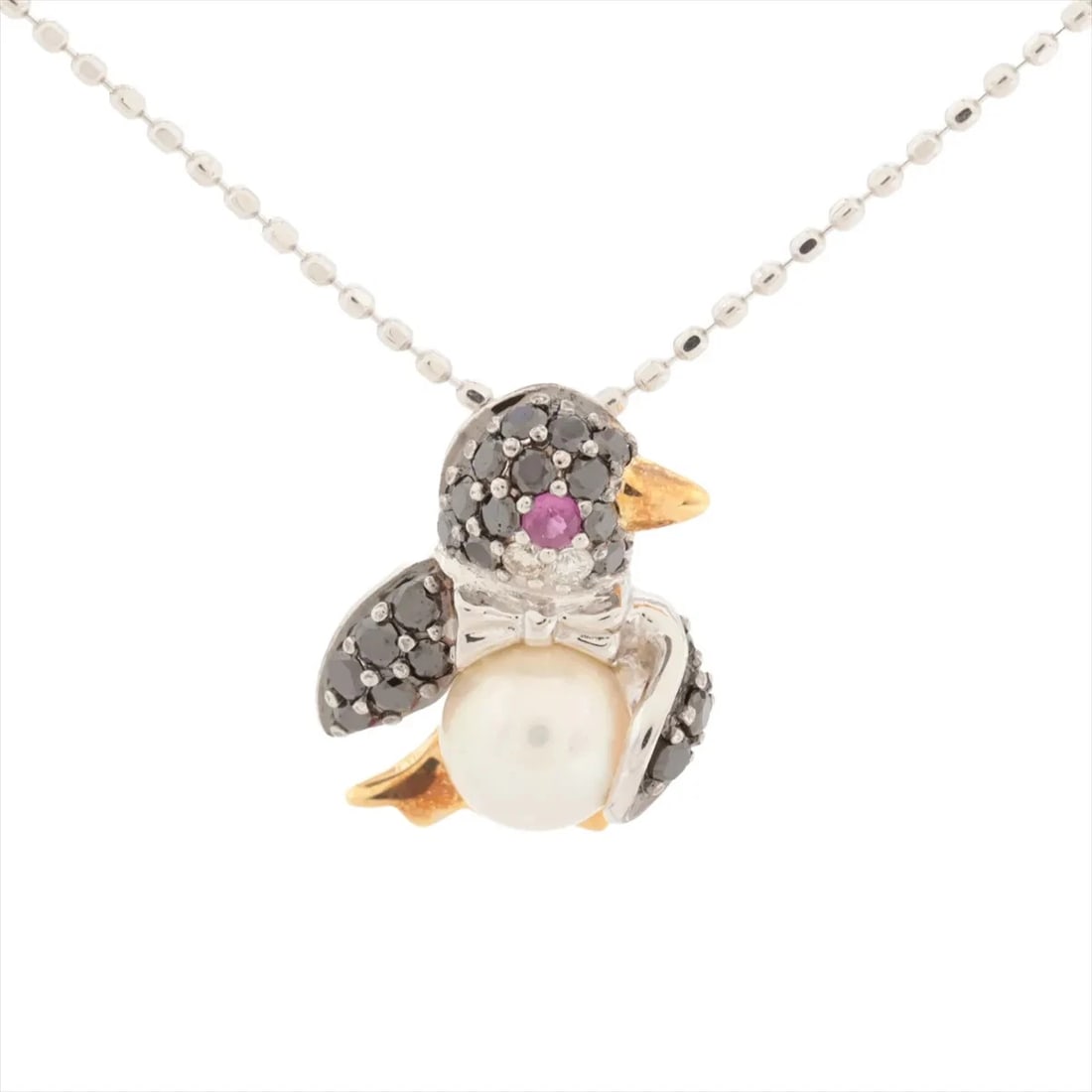 PEARL COLORED STONE DIAMOND NECKLACE K18WG?K18: Pearl Colored stone diamond Necklace K18WG?K18 Brand: Off-brand Type/Style: Necklace Material: K18WG ? K18, Main Stone/Creation Natural Color: Silver Size: (CM) Chain length:45.7 Accessories: None