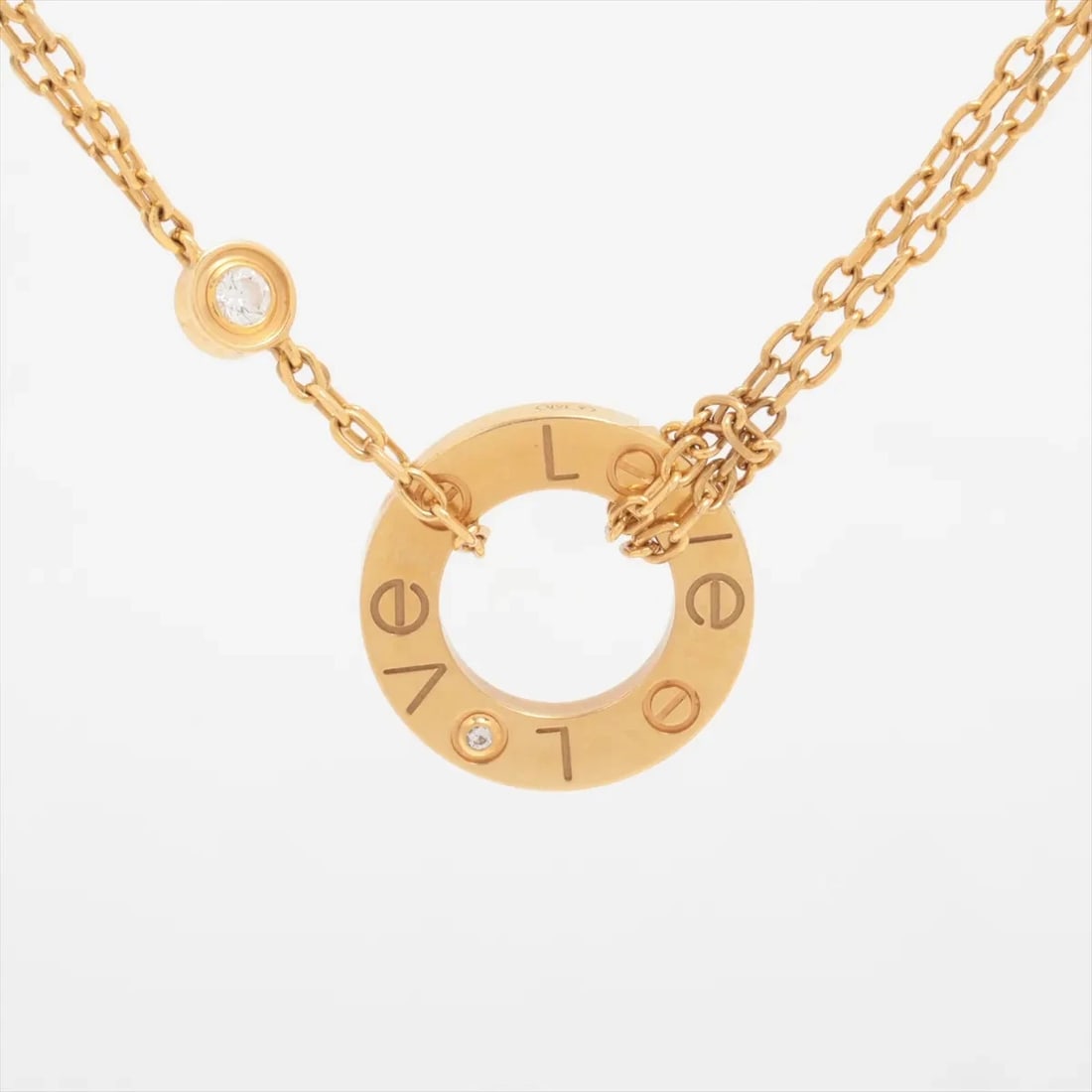 CARTIER LOVE CIRCLE 2P DIAMOND NECKLACE 750(YG): Cartier Love Circle 2P diamond Necklace 750(YG) Brand: Cartier Type/Style: Necklace Material: 750(YG), Main Stone/Creation Natural Color: YG Size: (CM) Chain length:42 Accessories: None Accessories