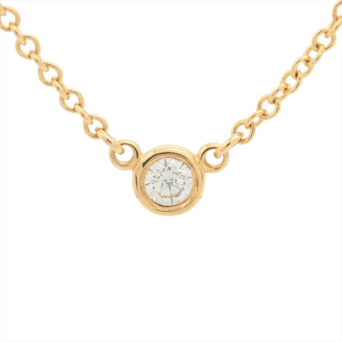 TIFFANY BY THE YARD 1P DIAMOND NECKLACE 750(YG): Tiffany By the Yard 1P diamond Necklace 750(YG) Brand: Tiffany Type/Style: Necklace Material: 750(YG), Main Stone/Creation Natural Color: YG Size: (CM) Chain length:40.7 Accessories: None Accessories