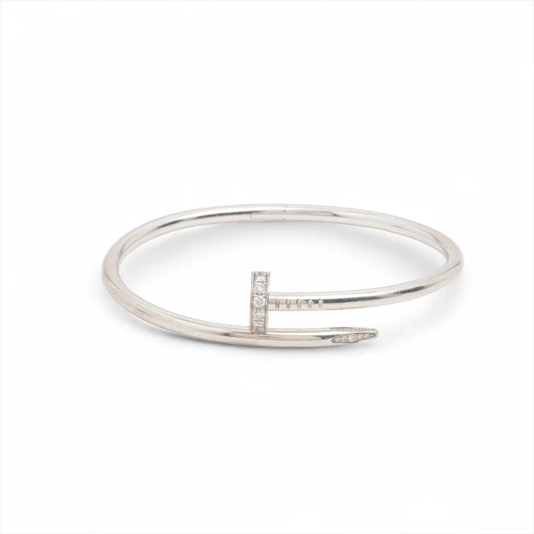 CARTIER JUSTE UN CLOU DIAMOND BRACELET 750(WG): Cartier Juste un Clou diamond Bracelet 750(WG) Brand: Cartier Type/Style: Bracelet Material: 750(WG), Main Stone/Creation Natural Color: WG Size: (CM) Bracelet length:17.9 Accessories: None