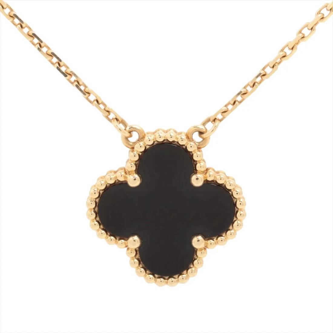 VAN CLEEF & ARPELS ALHAMBRA ONYX NECKLACE 750(YG): Van Cleef & Arpels Alhambra Onyx Necklace 750(YG) Brand: Van Cleef & Arpels Type/Style: Necklace Material: 750(YG), Main Stone/Creation Onyx Color: YG Size: (CM) Chain length:42.8 Accessories: None