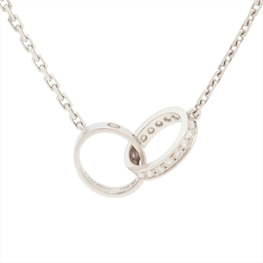CARTIER BABY LOVE DIAMOND NECKLACE 750(WG): Cartier Baby Love diamond Necklace 750(WG) Brand: Cartier Type/Style: Necklace Material: 750(WG), Main Stone/Creation Natural Color: WG Size: (CM) Chain length:44.6 Accessories: None Accessories