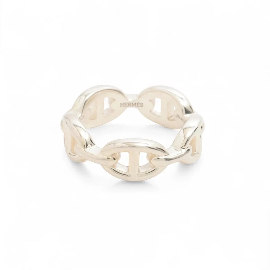 HERMES CHAINE D'ANCRE ENCHAINEE RING 925 SILVER: Hermes CHAINE d'Ancre Enchainee Ring 925 Silver Brand: Hermes Type/Style: Ring Material: 925, Color: Silver Size: 6.75 - 7 US Accessories: None Accessories Notice: When purchasing pre-owned goods,