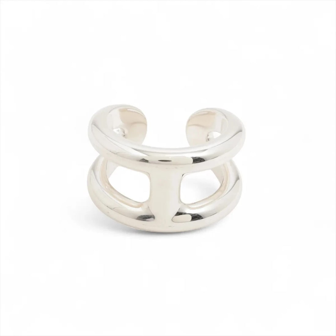 HERMES OSMOZ PM RING 925 SILVER: Hermes Osmoz PM Ring 925 Silver Brand: Hermes Type/Style: Ring Material: 925, Color: Silver Size: 6.25 - 6.5 US Accessories: None Accessories Notice: When purchasing pre-owned goods, pleas