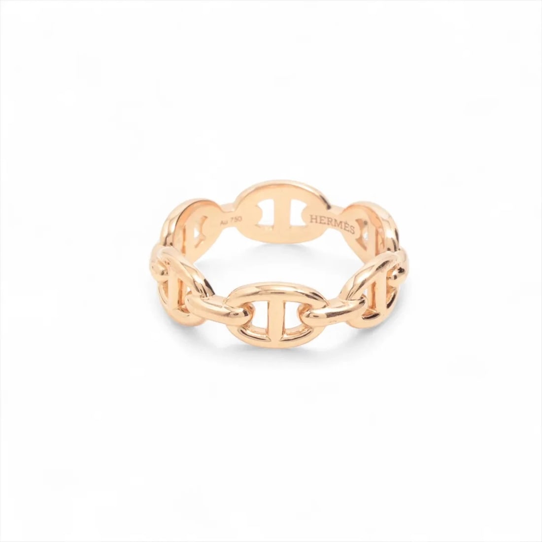 HERMES CHAINE D'ANCRE ENCHAINEE RING 750(PG): Hermes CHAINE d'Ancre Enchainee Ring 750(PG) Brand: Hermes Type/Style: Ring Material: 750(PG), Color: PG Size: 6 US Accessories: None Accessories Notice: When purchasing pre-owned goods, please refer