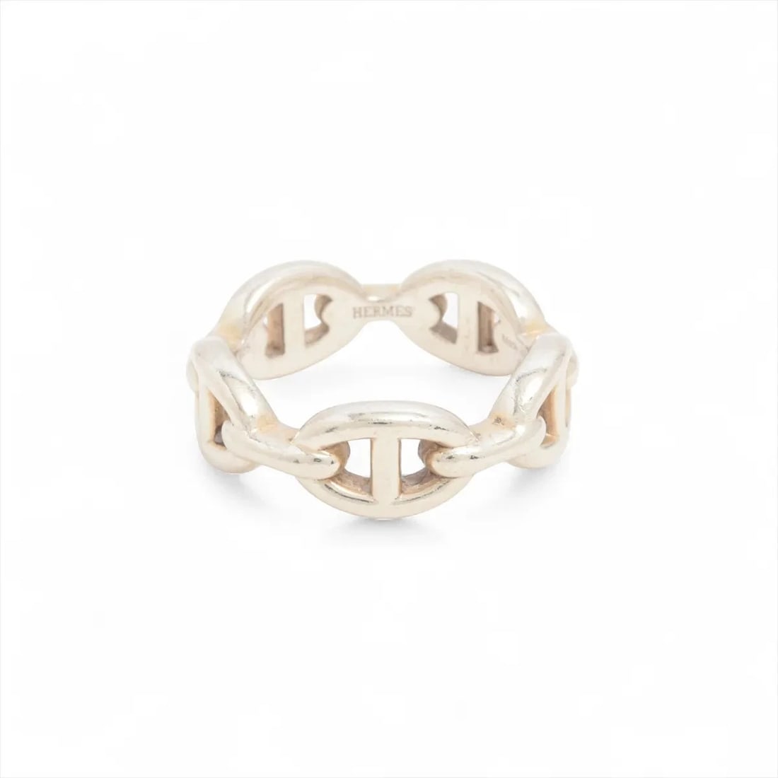HERMES CHAINE D'ANCRE ENCHAINEE RING 925 SILVER: Hermes CHAINE d'Ancre Enchainee Ring 925 Silver Brand: Hermes Type/Style: Ring Material: 925, Color: Silver Size: 7.25 US Accessories: None Accessories Notice: When purchasing pre-owned goods, please