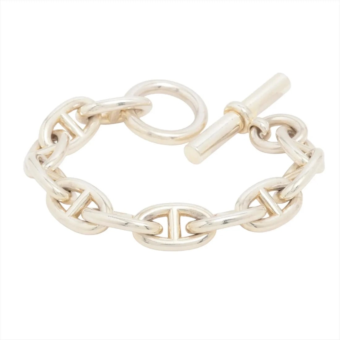 HERMES CHAINE D'ANCRE TGM BRACELET 11 FRAMES: Hermes CHAINE d'Ancre TGM Bracelet 11 frames Brand: Hermes Type/Style: Bracelet Material: 925, Color: Silver Size: (CM) Bracelet length:15.5 Accessories: None Accessories Notice: When purchasing