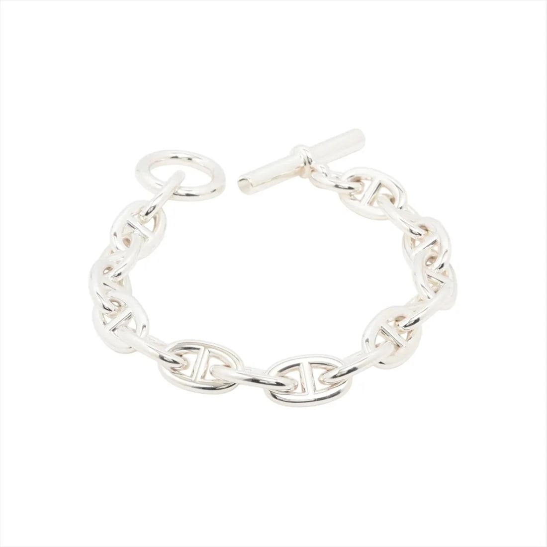 HERMES CHAINE D'ANCRE TGM BRACELET 16 FRAMES 925: Hermes CHAINE d'Ancre TGM Bracelet 16 frames 925 Brand: Hermes Type/Style: Bracelet Material: 925, Color: Silver Size: (CM) Bracelet length:24 Accessories: None Accessories Notice: When purchasing