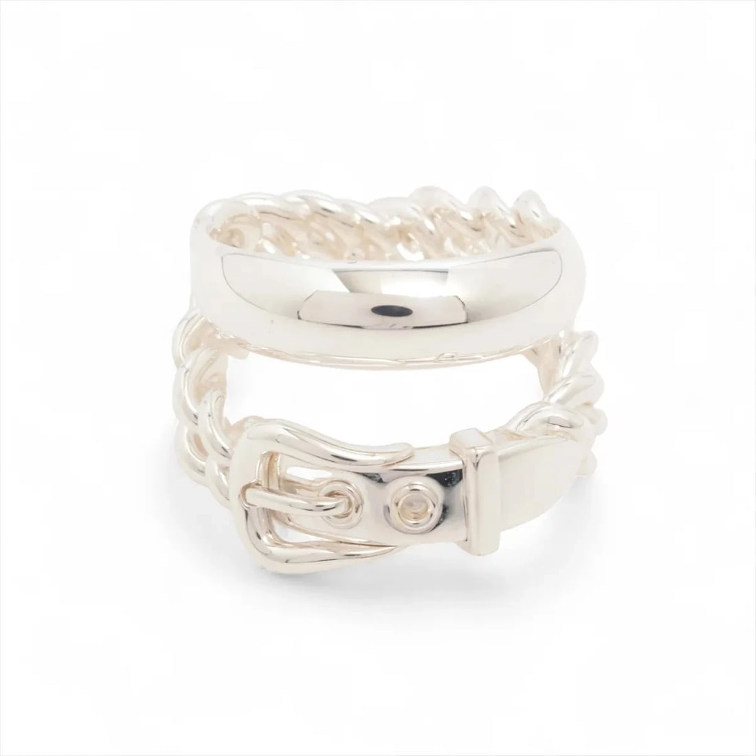HERMES BOUCLES SERIE UNFLEXIBLES RING: Hermes Boucles Serie unflexibles Ring Brand: Hermes Type/Style: Ring Material: 925, Color: Silver Size: 6 US Accessories: None Accessories Notice: When purchasing pre-owned goods, please r