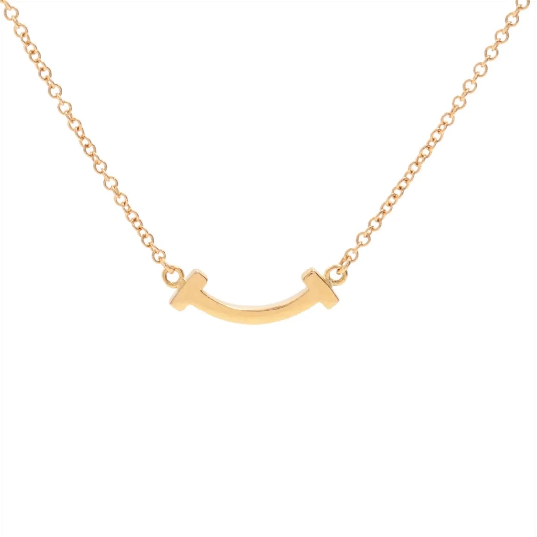 TIFFANY T SMILE MINI NECKLACE 750(PG): Tiffany T Smile Mini Necklace 750(PG) Brand: Tiffany Type/Style: Necklace Material: 750(PG), Color: PG Size: (CM) Chain length:46.2 Accessories: None Accessories Notice: When purchasing pre-owned