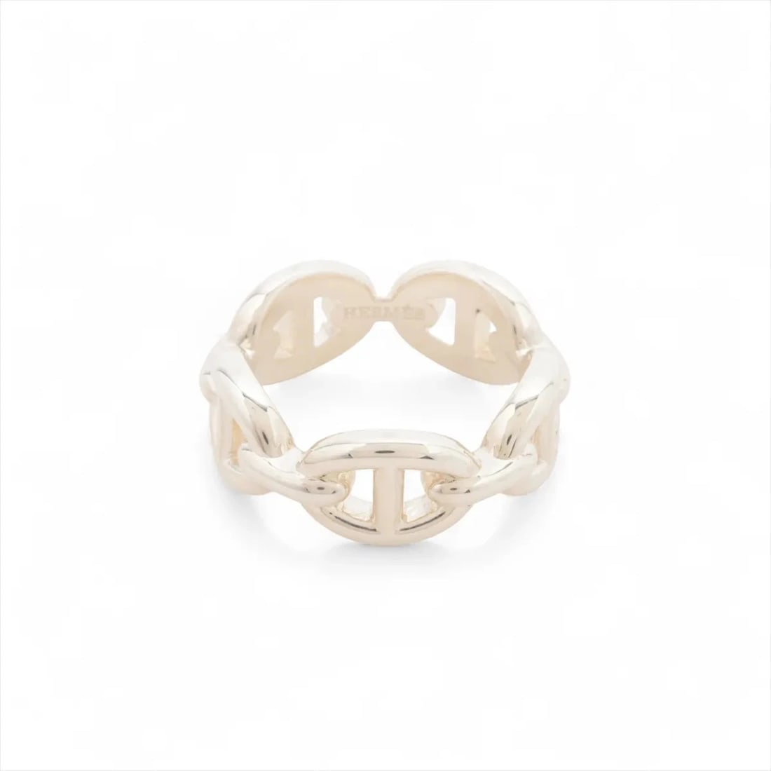 HERMES CHAINE D'ANCRE ENCHAINEE RING: Hermes CHAINE d'Ancre Enchainee Ring Brand: Hermes Type/Style: Ring Material: 925, Color: Silver Size: 4.75 - 5 US Accessories: None Accessories Notice: When purchasing pre-owned goods, please refer