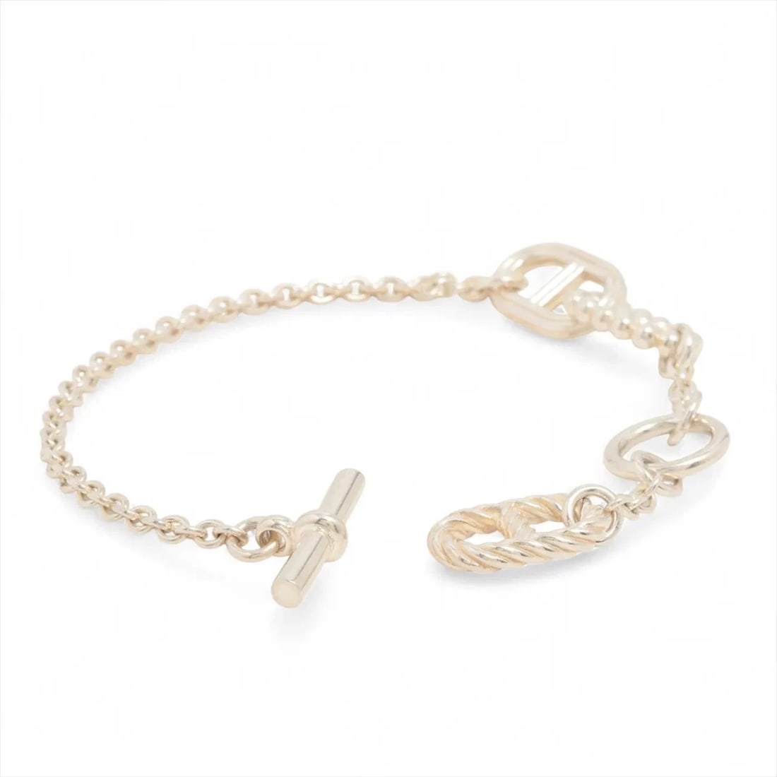 HERMES CHAINE D'ANCRE PARRARD PM BRACELET: Hermes CHAINE d'Ancre Parrard PM Bracelet Brand: Hermes Type/Style: Bracelet Material: 925, Color: Silver Size: (CM) Bracelet length:14.5 Accessories: None Accessories Notice: When purchasing