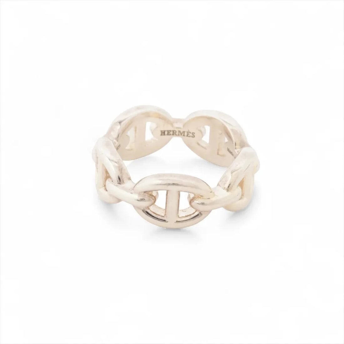 HERMES CHAINE D'ANCRE ENCHAINEE RING 925: Hermes CHAINE d'Ancre Enchainee Ring 925 Brand: Hermes Type/Style: Ring Material: 925, Color: Silver Size: 4.75 - 5 US Accessories: None Accessories Notice: When purchasing pre-owned goods, please