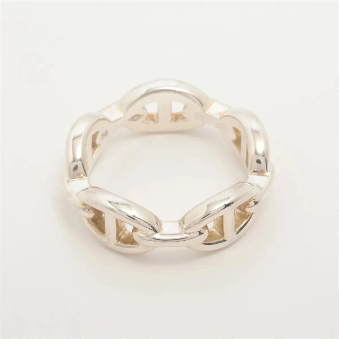 HERMES CHAINE D'ANCRE ENCHAINEE RING: Hermes CHAINE d'Ancre Enchainee Ring Brand: Hermes Type/Style: Ring Material: 925, Color: Silver Size: 7.25 US Accessories: None Accessories Notice: When purchasing pre-owned goods, please refer to